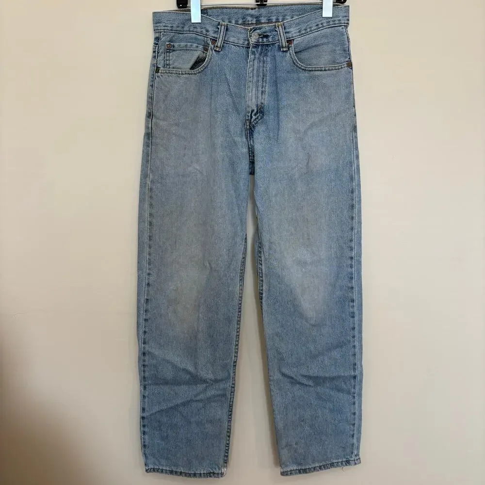 Vintage Y2K Levis 550 Relaxed Fit Light Wash Faded Distressed Jeans 32x32 Baggy